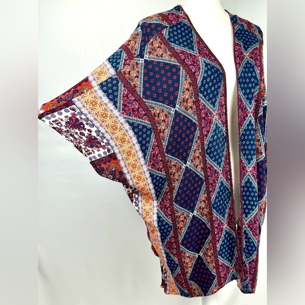 Altar’d State Boho Guaze Kimono Wrap Swim Coverup Lightweight Patchwork Print - Picture 2 of 7